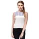 Albely Curved in Half Moon Georgette Top White &amp; Blue Colour-A-TB19-L-sm
