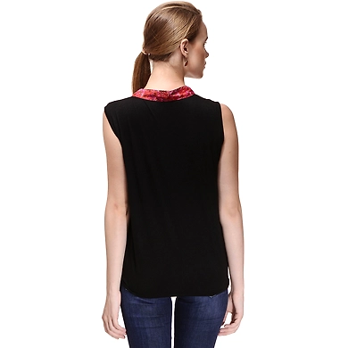 Albely Overlapping Knit Top Black Colour-M-Black-2