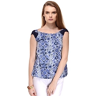 Albely Shoulder Bow Top Blue Colour