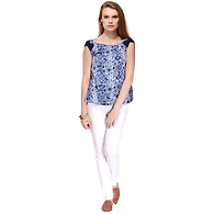 Albely Shoulder Bow Top Blue Colour-S-Blue