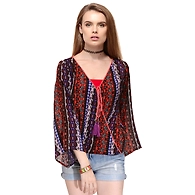 Albely Overlapping Twikle Top Multi Colour