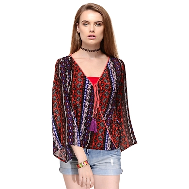 Albely Overlapping Twikle Top Multi Colour-A-TB32-L