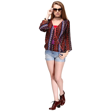 Albely Overlapping Twikle Top Multi Colour-M-Multi-1