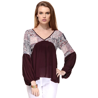 Albely Full Sleeves Tribal Top Multi Colour-A-TB36-L