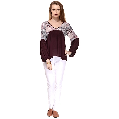 Albely Full Sleeves Tribal Top Multi Colour-L-Multi-1