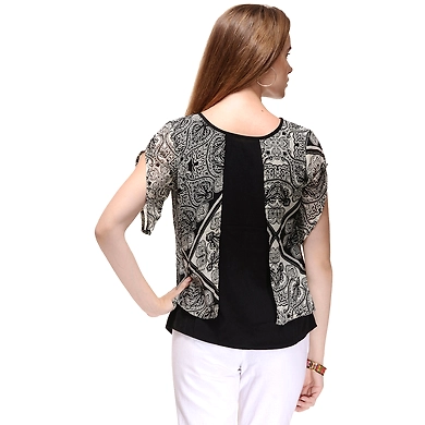 Albely Graphic Black Gathers Top Black Colour-M-Black-2