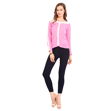 Albely Pearl On Placket Pink Colour-A-LC2P_M