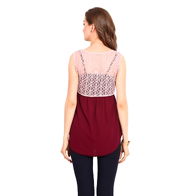 Albely Blouse with Gathers Top Pink and Purple Colour-L-Pink and Purple-2