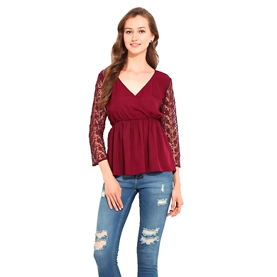 Albely Overlapping Yolk Top Pink Colour-A-LC4A_XL