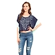 Albely Laser Cut Border Top Navy Colour-M-Navy-1-sm