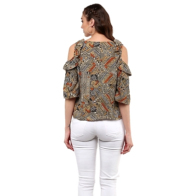 Albely Countessa Cold Shoulder Blouse Multicolour Colour-M-Multicolour-2