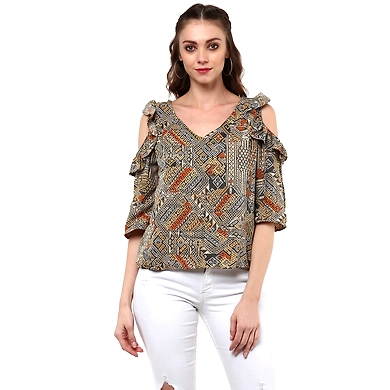 Albely Countessa Cold Shoulder Blouse Multicolour Colour-ZP06-L