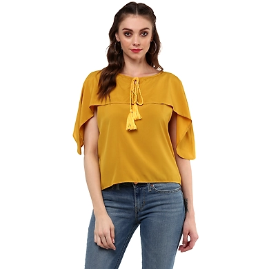 Albely Princess Cara Cape Top Mustard Yellow Colour-ZP12-L