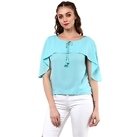 Albely Princess Cara Cape Top Aqua Blue Colour