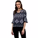 Albely Catrine Cris Cross Blouse Blue Printed Colour-ZP15-XL-sm