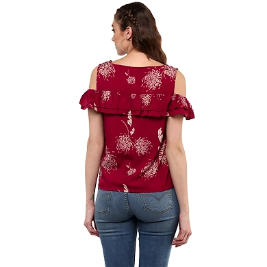 Albely Cloudine Cold Shoulder Blouse Purple Pink Colour-XL-Purple Pink-2