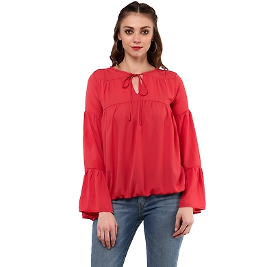 Albely Delilah Bell Sleeves Blouse Rust Colour-ZP19-S