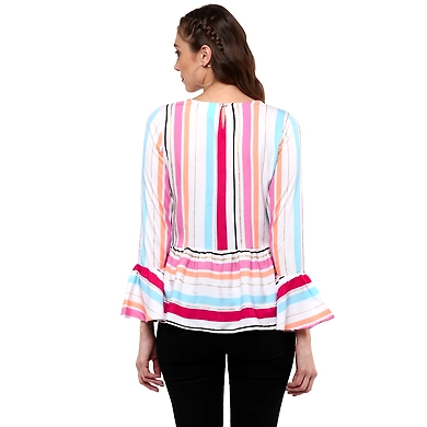 Albely Isabella Stripes Peplum Blouse Multicolour Colour-S-Multicolour-2