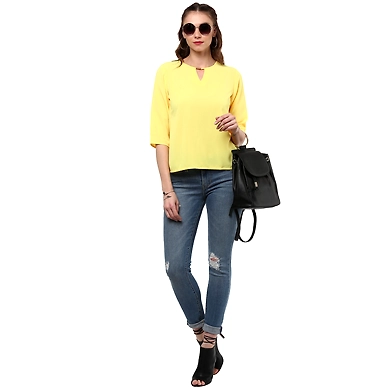 Albely Yorkshine Yellow Blouse Yellow Colour-S-Yellow-1