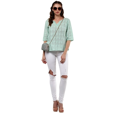 Albely Ruby Skye Sage Blouse Sage Green Colour-L-Sage Green-2