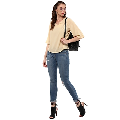 Albely Hazelbrook Suede Blouse Beige Colour-L-Beige-2