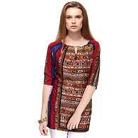 Albely Scarf print Tunic Dress