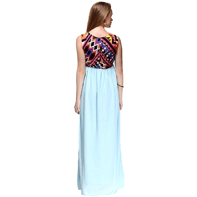 Albely Tribal Maxi Dress-S-Light Blue-2