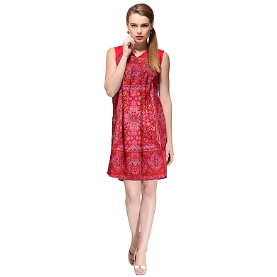 Albely Blooming Red Scarf Dress-A-TB17_XL