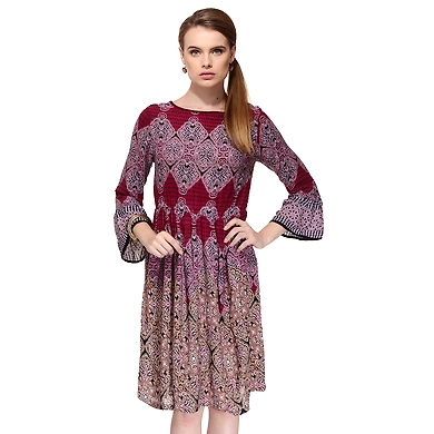 Albely Angel Sleeves Tunic-XL-Multicolor-1