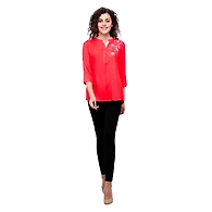 Casual 3/4 Sleeve Solid Printed Women's Tunic Orange