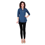 Casual 3/4 Sleeve Solid Women's Tunic Grey