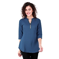 Casual 3/4 Sleeve Solid Women's Tunic Grey-L-Grey