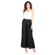 FFU Women's Palazzo Solid Soft Rayon Plain Design with Elastic & Knote  BLACK