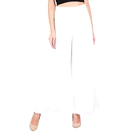 FFU Women's Palazzo Solid Soft Rayon Plain Design with Elastic &amp; Knote  White-White -2XL