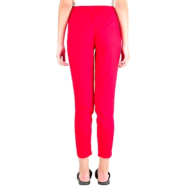 FFU Women's Rayon Regular Fit Solid Pant Red-XL-Red -2