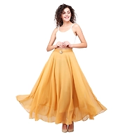 FFU Women's Georgette Long Skirts Gold