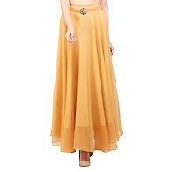 FFU Women's Georgette Long Skirts Gold-M-Gold