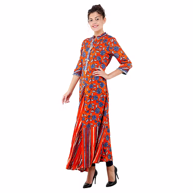 FFU Women Printed kurti Orange-2XL-Orange-1