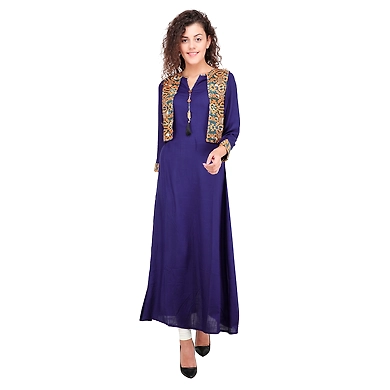 FFU Women's Jacket kurti Navy-K606-Navy-5XL