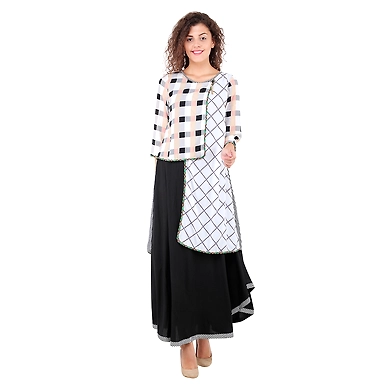 Women's Mix &amp; Match kurti Black-K605-Black-3XL