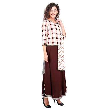Women's Mix &amp; Match kurti Brown-Brown-L-2