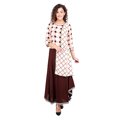 Women's Mix &amp; Match kurti Brown-K605-Brown-3XL