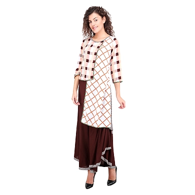 Women's Mix &amp; Match kurti Brown-Brown-3XL-1