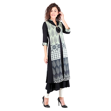 Women's festive &amp; Party wear kurti Green-XL-Green-2