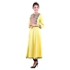 Women's Embroidered Falred Kurti Mustard-L-Mustard-2-sm