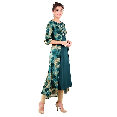 FFU Women's Printed Kurtis Green-L-Green-2