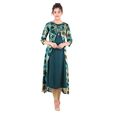 FFU Women's Printed Kurtis Green-K629-Green-3XL