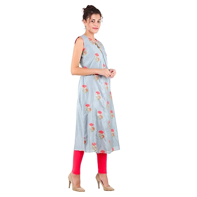 FFU Women's Printed Kurti Grey-2XL-Grey-1