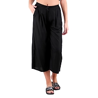 Women's Rayon Regular Fit Solid Culottes Black-Black -M