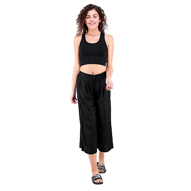 Women's Rayon Regular Fit Solid Culottes Black-FF-R-QLOTTBlack-3XL